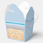 Chic Dusty Blue Beach Bruiloft 2 Harten in Zand Bedankdoosjes (Geopend)