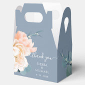 Chic Dusty Blue Blush Gold Peach Floral Wedding Bedankdoosjes (Geopend)