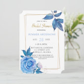 Chic Dusty Blue Blush Gold Rozen Vrijgezellenfeest Kaart (Staand voorkant)