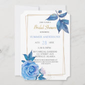 Chic Dusty Blue Blush Gold Rozen Vrijgezellenfeest Kaart (Voorkant)