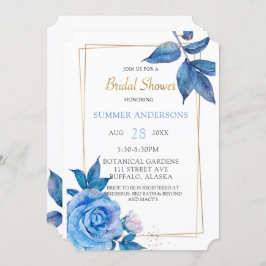 Chic Dusty Blue Blush Gold Rozen Vrijgezellenfeest Kaart
