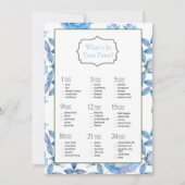 Chic Dusty Blue Blush Roos Vrijgezellenfeest Game Kaart (Voorkant)