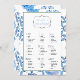 Chic Dusty Blue Blush Roos Vrijgezellenfeest Game Kaart