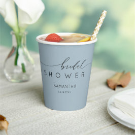 Chic Dusty Blue Calligraphy Vrijgezellenfeest Papieren Bekers