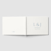Chic Dusty Blue en Ivory Script bruiloft Gastenboek (Volledig)