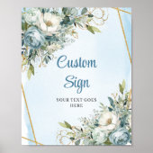 Chic Dusty Blue Eucalyptus Gold DIY Wedding Sign Poster (Voorkant)