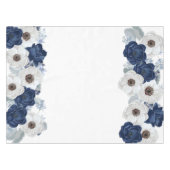 Chic Dusty Blue Floral Botanical Tafelkleed (Voorkant (Horizontaal))