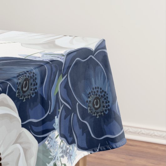 Chic Dusty Blue Floral Botanical Tafelkleed (Voorbeeld)