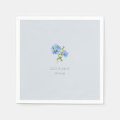 Chic Dusty Blue Floral Hydrangea Bruiloft Servet (Voorkant)