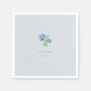 Chic Dusty Blue Floral Hydrangea Bruiloft Servet