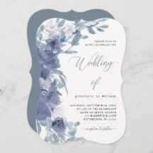 Chic Dusty Blue Floral met kalligrafie bruiloft