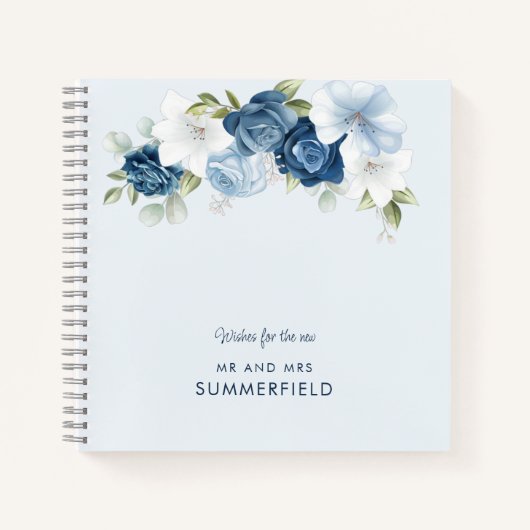 Chic Dusty Blue Floral Wedding Guestbook Notitieboek (Voorkant)