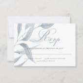 Chic Dusty Blue Foliage Wedding Response RSVP Kaartje (Voorkant)