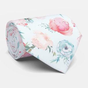 Chic Dusty Blue French Garden Floral Peony Pattern Stropdas