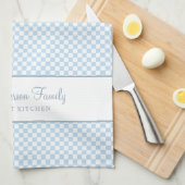 Chic Dusty Blue French Plaid Check Country Gourmet Theedoek (Quarter Fold)