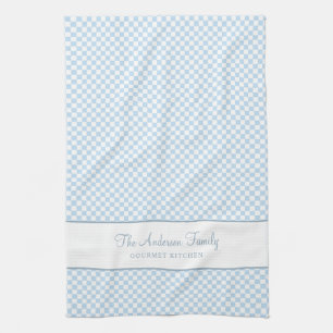 Chic Dusty Blue French Plaid Check Country Gourmet Theedoek