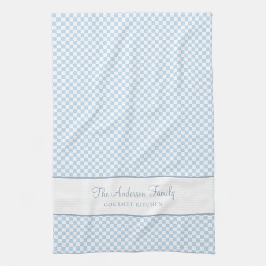 Chic Dusty Blue French Plaid Check Country Gourmet Theedoek (Verticaal)