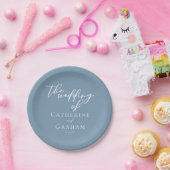 Chic Dusty Blue Gepersonaliseerde Kustbruiloft Papieren Bordje (Feest)