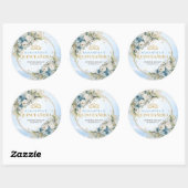 Chic Dusty Blue Gold Eucalyptus 15th Birthday Stic Ronde Sticker (Vel)