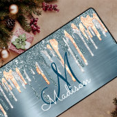 Chic dusty blue gouddruppelmonogram bureaumat