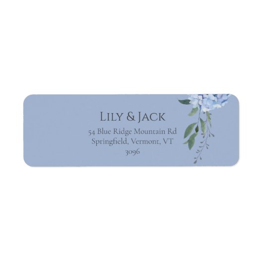 Chic Dusty Blue Hydrangea Floral retouradres Etiket (Voorkant)
