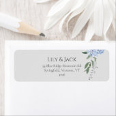 Chic Dusty Blue Hydrangea Floral retouradres Etiket (Insitu)