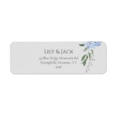 Chic Dusty Blue Hydrangea Floral retouradres Etiket (Voorkant)