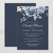 Chic Dusty Blue Ivory Roos Donkerblauw Vrijgezelle Kaart (Voorkant / Achterkant)