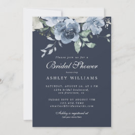 Chic Dusty Blue Ivory Roos Donkerblauw Vrijgezelle Kaart
