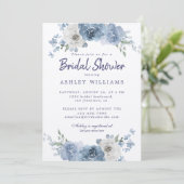 Chic Dusty Blue Ivory Roos Vrijgezellenfeest Kaart (Staand voorkant)