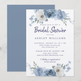 Chic Dusty Blue Ivory Roos Vrijgezellenfeest Kaart