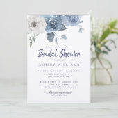 Chic Dusty Blue Ivory Roos Vrijgezellenfeest Kaart (Staand voorkant)