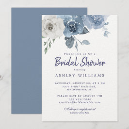 Chic Dusty Blue Ivory Roos Vrijgezellenfeest Kaart