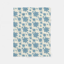 Chic Dusty Blue Jasmine & Botanische Fleece Deken