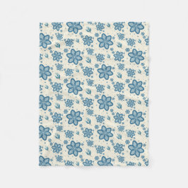 Chic Dusty Blue Jasmine & Botanische Fleece Deken