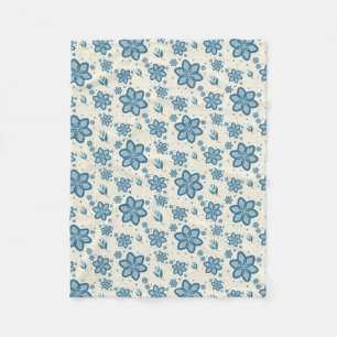 Chic Dusty Blue Jasmine & Botanische Fleece Deken