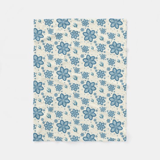 Chic Dusty Blue Jasmine & Botanische Fleece Deken (Voorkant)