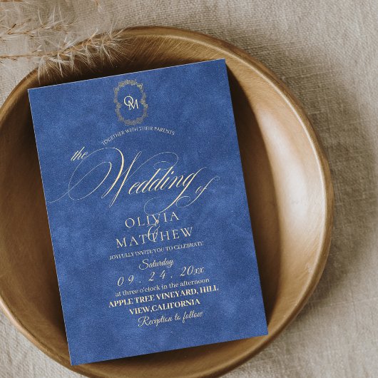 Chic Dusty Blue Minimalist Wedding Kaart