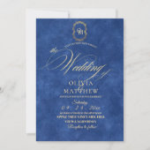 Chic Dusty Blue Minimalist Wedding Kaart (Voorkant)