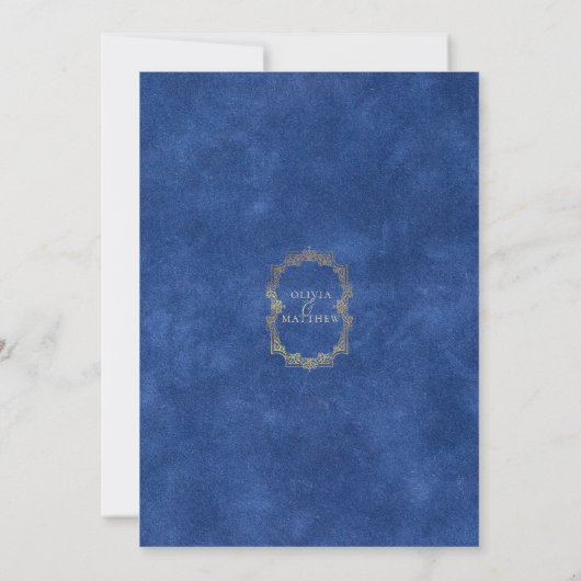 Chic Dusty Blue Minimalist Wedding Kaart (Achterkant)