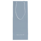 Chic Dusty Blue Minimalistische Liefde & Bedankt Wijn Cadeautas (Achterkant)