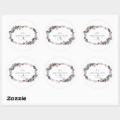 Chic Dusty Blue Misty Roos krans bruiloft Ronde Sticker (Vel)