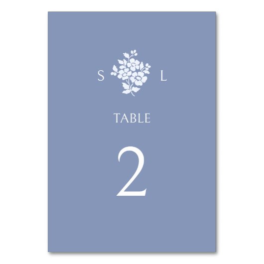 Chic Dusty Blue Modern Floral Wedding Kaart (Voorkant)