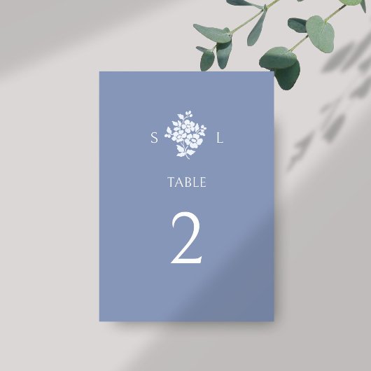 Chic Dusty Blue Modern Floral Wedding Kaart