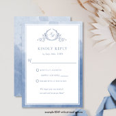 Chic Dusty Blue Monogram en Waterverf RSVP