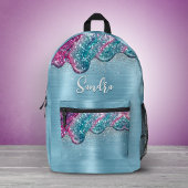 Chic dusty blue paarse druppelt monogram druppelen bedrukte rugzak