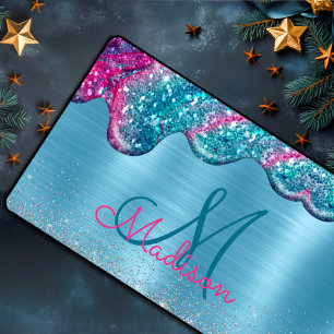 Chic dusty blue paarse druppelt monogram druppelen bureaumat