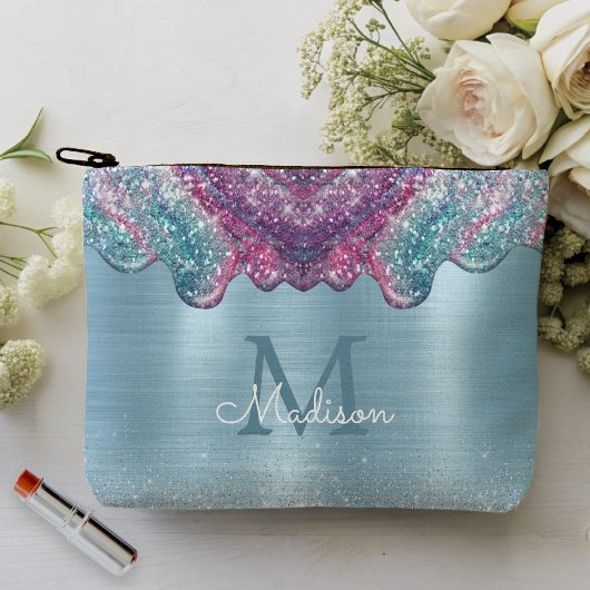 Chic dusty blue paarse druppelt monogram druppelen etui