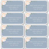 Chic Dusty Blue Peach Floral Wedding Guest Address Sticker (Voorkant)