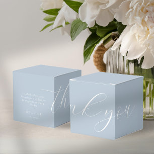 Chic Dusty Blue Script bruiloft Dank je Favor Box Bedankdoosjes